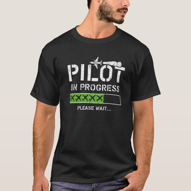 Pilot In Progress Kid Future Pilot Airplane Aviati T-Shirt (Front)