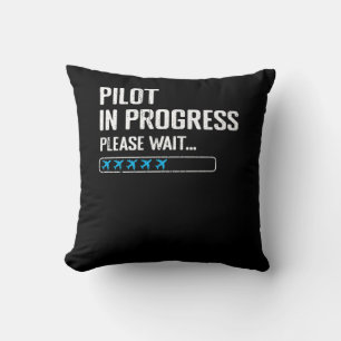 Pilot In Progress Please Wait Loading Airline Avia Throw Pillow