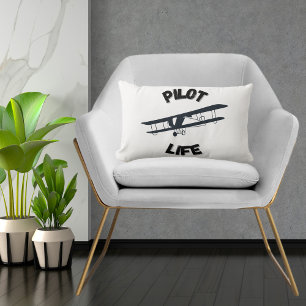 Pilot Life Airplane Cool Simple Aviation Aviator  Lumbar Pillow