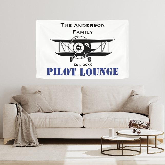 Pilot Lounge Cool Airplane Aviation Personalized Banner (Creator Uploaded)
