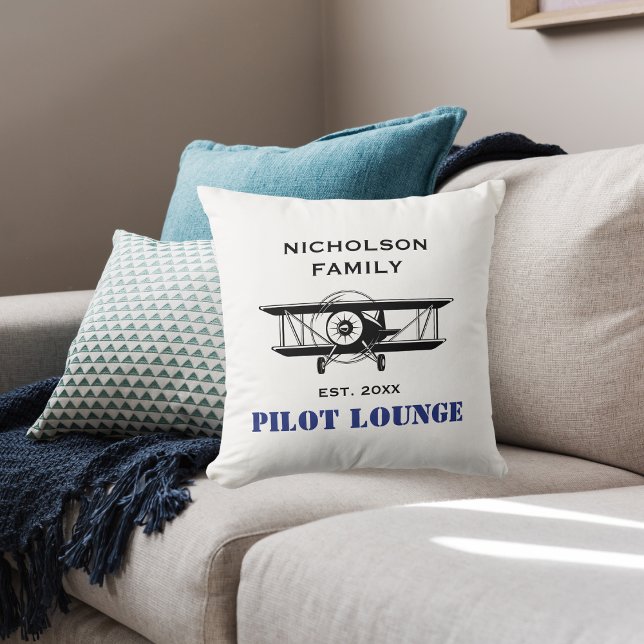 Pilot Lounge & Cool Airplane Aviation Personalized Throw Pillow (Creator Uploaded)