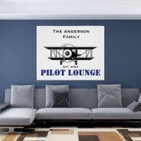 Pilot Lounge Family Name Aviation Home Decor