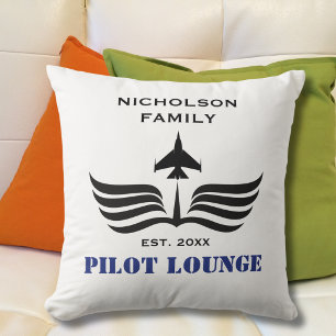 Pilot Lounge Jet Airplane Wings Aviation  Throw Pillow