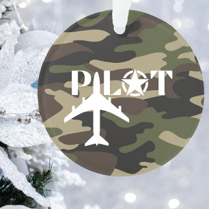 Pilot & Military airplane, Camouflage, Minimalist Ornament