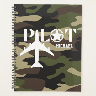Pilot & Military airplane, Camouflage, Minimalist Planner
