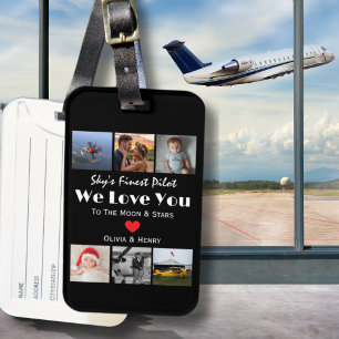 Pilot Modern 'We Love You' Custom Photo Collage Luggage Tag