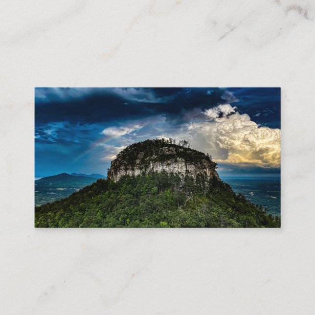 Pilot Mountain NC State Park | after storm rainbow Business Card (Front)