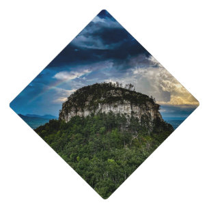 Pilot Mountain NC State Park   after storm rainbow Graduation Cap Topper