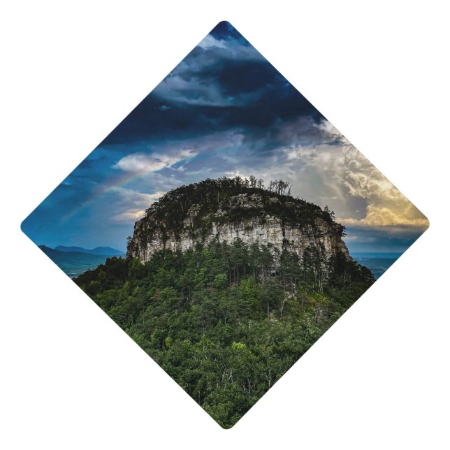 Pilot Mountain NC State Park | after storm rainbow Graduation Cap Topper (Front)