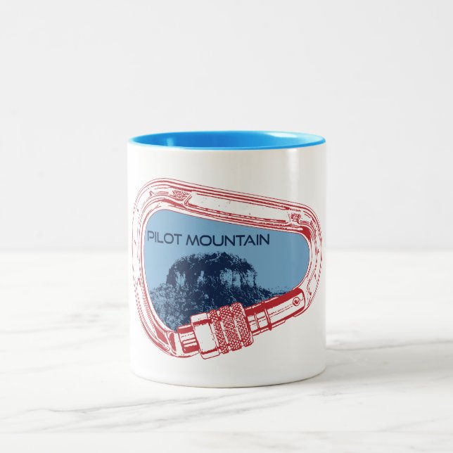 Pilot Mountain North Carolina Climbing Carabiner Two-Tone Coffee Mug (Center)