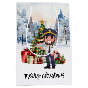 Pilot New York  Holiday Christmas Themed Medium Gift Bag