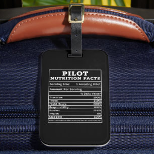 Pilot Nutrition Facts – Funny Aviation Gift Design Luggage Tag