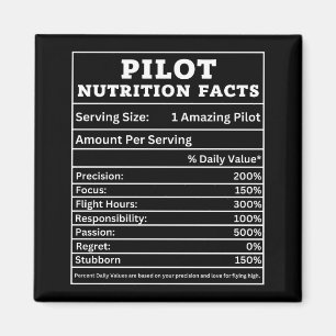 Pilot Nutrition Facts – Funny Aviation Gift Design Magnet