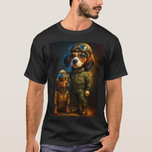 "Pilot Paws" – T-shirt Duo Beagle Aviateur Mignon
