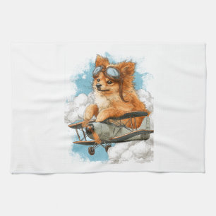 Pilot Pomeranian � Flying Ace Dog Kitchen Towel