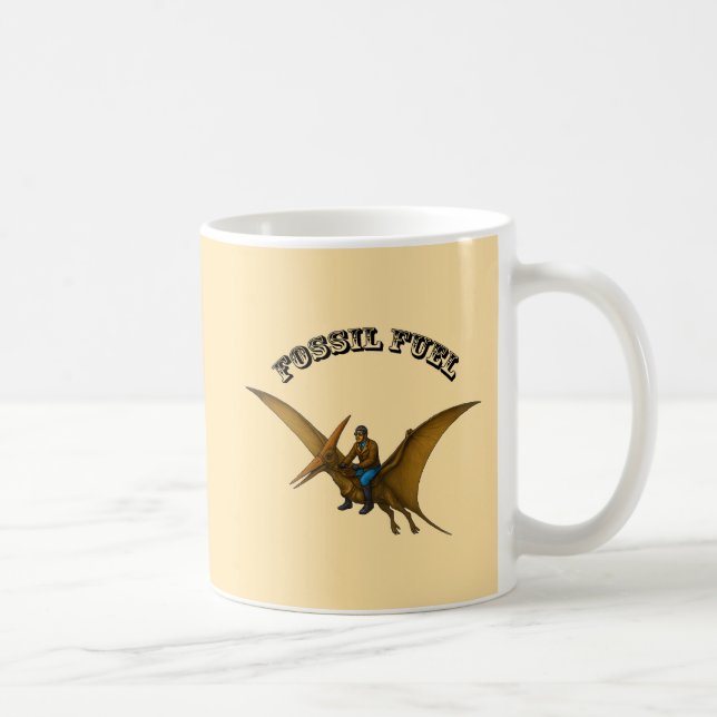 Pilot Riding on a Flying Pterosaur Dinosaur URM Coffee Mug (Right)