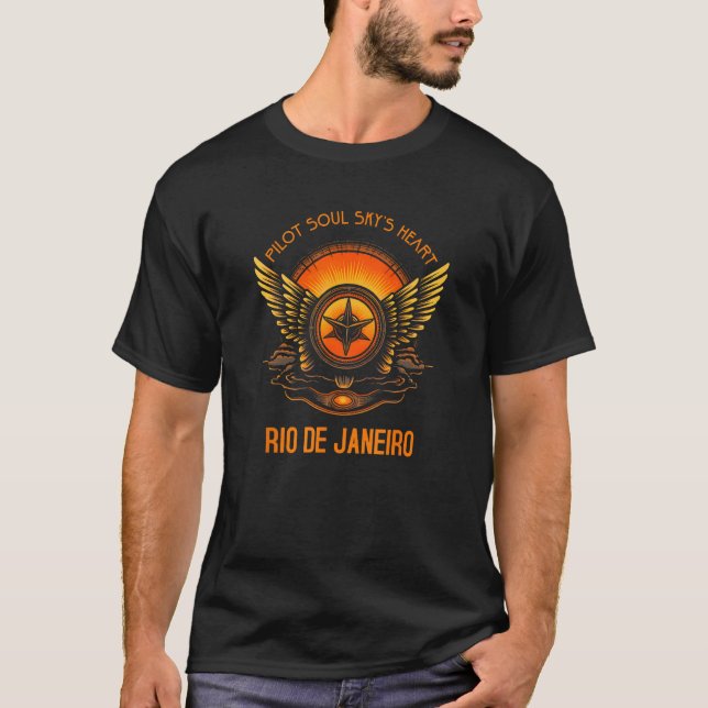 Pilot s Soul Sky s Heart Rio de Janeiro Skyline De T-Shirt (Front)