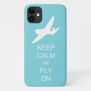 Pilot Sky Blue Keep Calm and Fly On Flight iPhone 11 Case