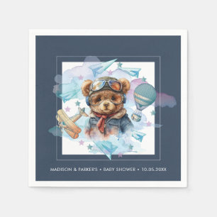 Pilot Teddy Bear Baby Shower-Birthday Napkin