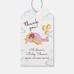 Pilot Teddy Bear Balloon Airplane Baby Shower  Gift Tags