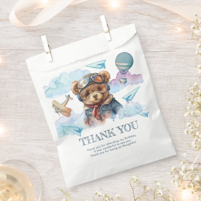 Pilot Teddy Bear Birthday or Baby Shower  Favour Bag (Clipped)