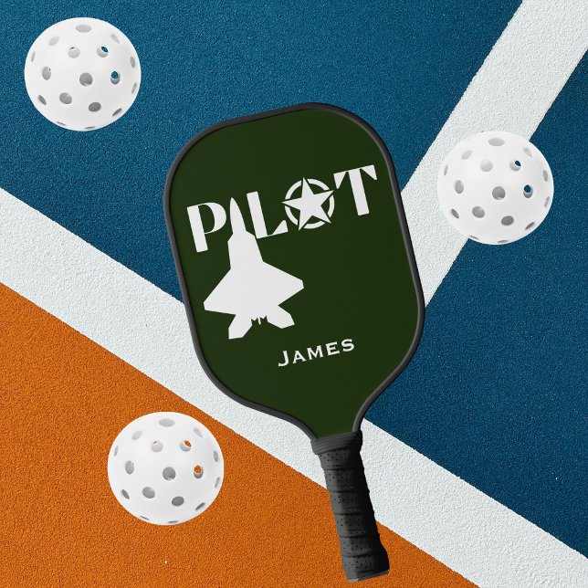 Pilot Typography & Airplane Funny Personalized  Pickleball Paddle (Creator Uploaded)