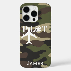 Pilot Typography & Airplane Minimalist Personalize iPhone 16 Pro Case
