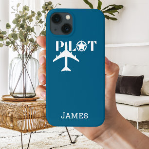 Pilot Typography & Airplane Minimalist Personalize iPhone 13 Case