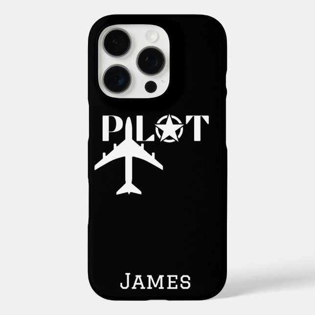 Pilot Typography & Airplane Minimalist Personalize Case-Mate iPhone Case (Back)