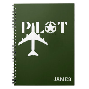 Pilot Typography & Airplane,Minimalist,Personalize Notebook