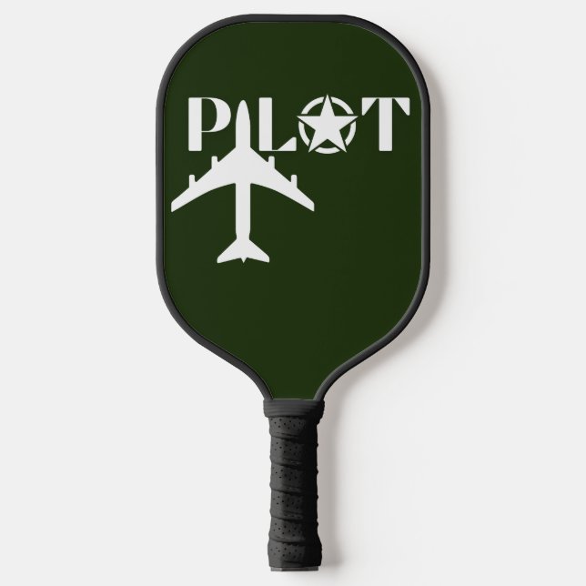 Pilot Typography & Airplane Minimalist Personalize Pickleball Paddle (Front)