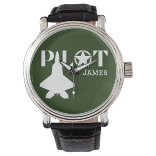 Pilot Typography & Airplane Minimalist Personalize Watch