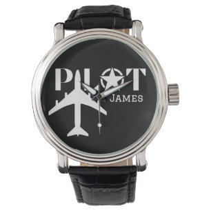 Pilot Typography & Airplane Minimalist Personalize Watch