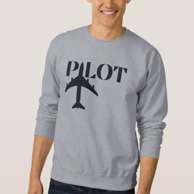 Pilot Typography & Airplane, Minimalist, Simple Sweatshirt (Front)