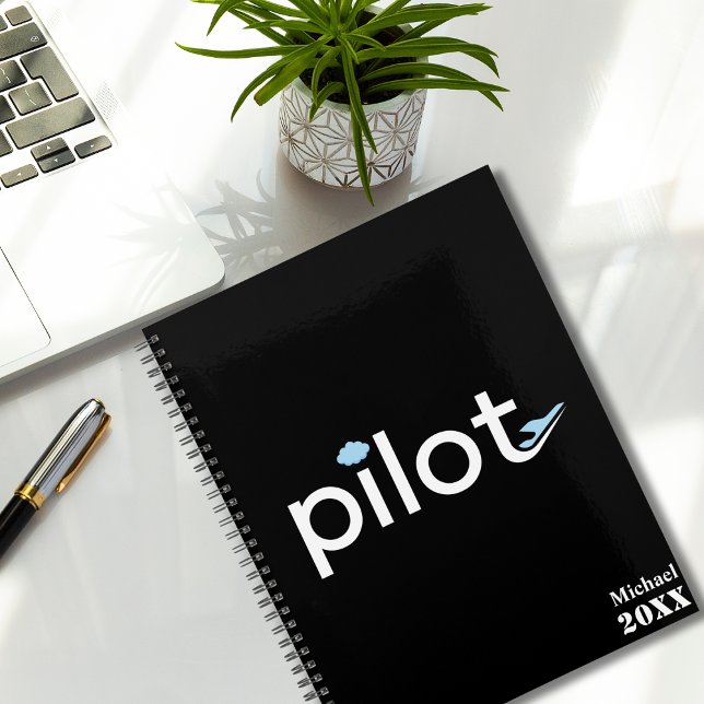  'Pilot' Typography, Airplane & Photo, Monogrammed Planner (Creator Uploaded)