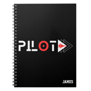 Pilot Typography & Jet Airplane, Minimalist,Custom Notebook