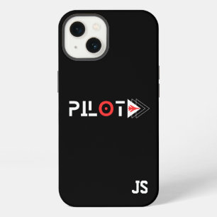 Pilot Typography & Jet airplane,Monogrammed,Simple iPhone 13 Case