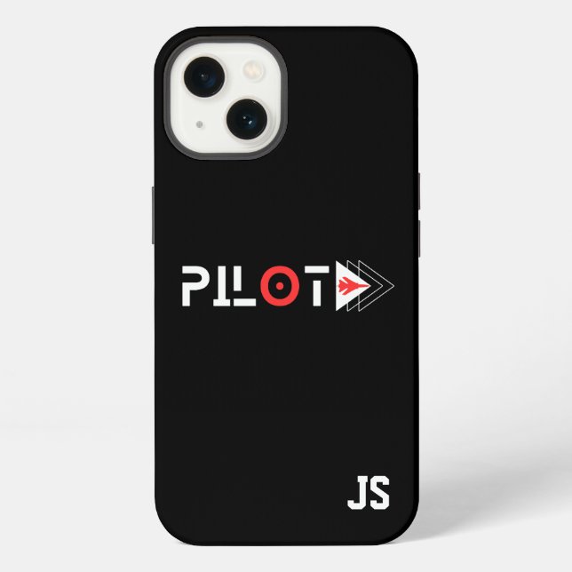 Pilot Typography & Jet airplane,Monogrammed,Simple iPhone Case (Back)