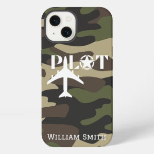 Pilot Typography & Military Airplane Camouflage iPhone 13 Case