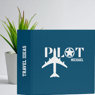 Pilot Typography & Military airplane, Minimalist Binder