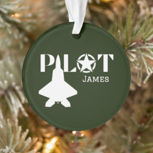 Pilot Typography & Military airplane, Minimalist Ornament