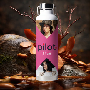 Pilot Typography, Minimalist Modern Personalized Water Bottle