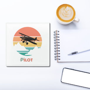 Pilot Typography,Vintage Retro,Simple Airplane Glass Coaster