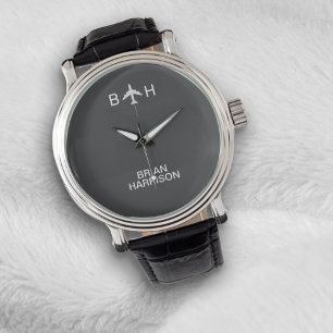 Pilot Watch Modern Airplane Monogram Grey