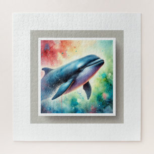 Pilot Whale Painting 040724AREF101 - Watercolor Jigsaw Puzzle