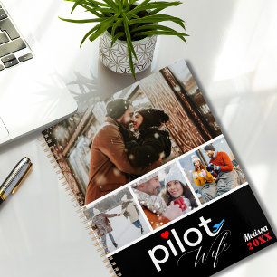 Pilot Wife Typography & Airplane,Minimalist Photo Planner