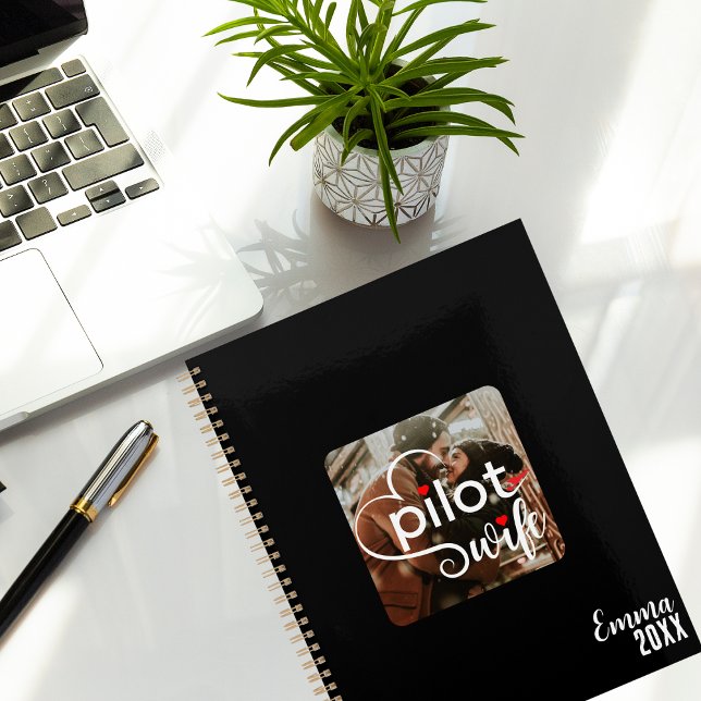 Pilot Wife Typography & Airplane Photo,Personalize Planner (Creator Uploaded)