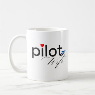 Pilot Wife Typography & Airplane Simple,Minimalist Coffee Mug