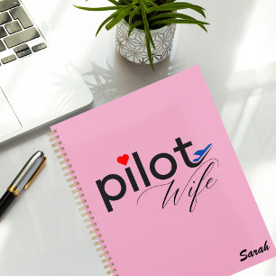 Pilot Wife Typography & Airplane Simple,Minimalist Planner
