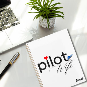 Pilot Wife Typography & Airplane Simple,Minimalist Planner